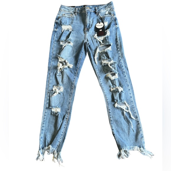 I&M Black Label Ariana Girlfriend High Rise Distressed Light Blue Jeans - Picture 1 of 6